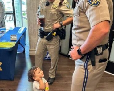 MY SON BECAME BEST FRIENDS WITH TWO POLICE OFFICERS  WHILE I WAS JUST TRYING TO GET CASH FROM THE ATM  We only stopped by the bank for five minutes. Just five. I told my son to stay close while I used the ATM in the lobby. He was in one of those moods—curious, wiggly, asking questions about everything from ceiling fans to how money “comes out of the wall.” Next thing I know, I turn around and he’s deep in conversation with two California Highway Patrol officers standing by a table near the entrance, like they were his long-lost uncles. I panicked for a second, ready to apologize for him bothering them, but before I could say anything, one of the officers crouched down to his level and handed him a shiny sticker badge. That was it. Bond sealed. My son puffed out his chest like he’d just made rank. Started asking about their walkie
